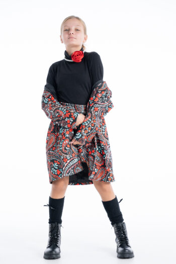 Παλτό για κορίτσια εμπριμέ κόκκινο χρώμα - Image 6