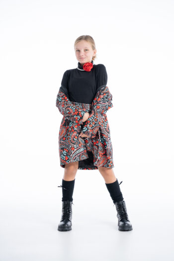 Παλτό για κορίτσια εμπριμέ κόκκινο χρώμα - Image 7