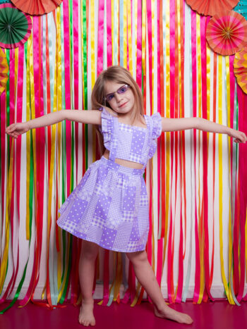 Φόρεμα με χιαστί πλάτη μωβ - Image 3