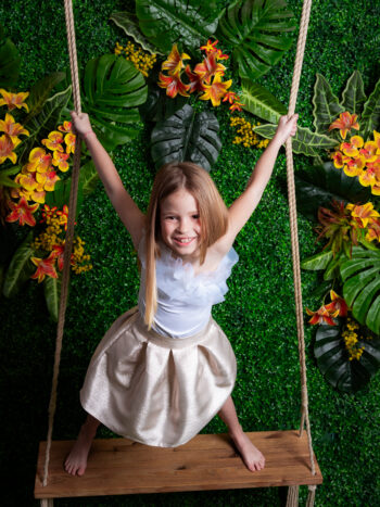 Φούστα κοριτσιών lurex μπεζ shiny με πιέτες - Image 2