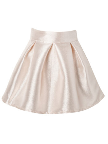Φούστα κοριτσιών lurex μπεζ shiny με πιέτες - Image 3