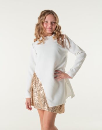 Σετ πουκαμίσα με κρόσσια παγιετα και φούστα με παγιετες - Image 2