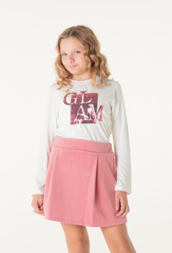 Φούστα με πιέτες φερμουάρ πίσω και λάστιχο 3 cm στην μέση ροζ χρώμα - Image 8