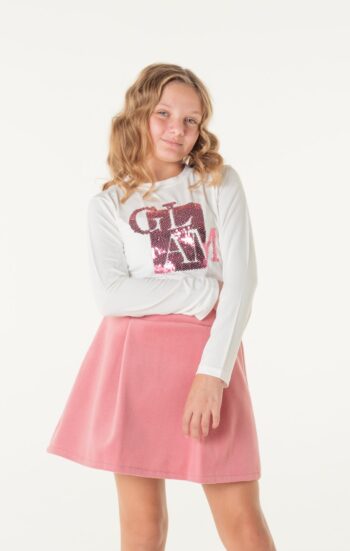 Φούστα με πιέτες φερμουάρ πίσω και λάστιχο 3 cm στην μέση ροζ χρώμα - Image 6