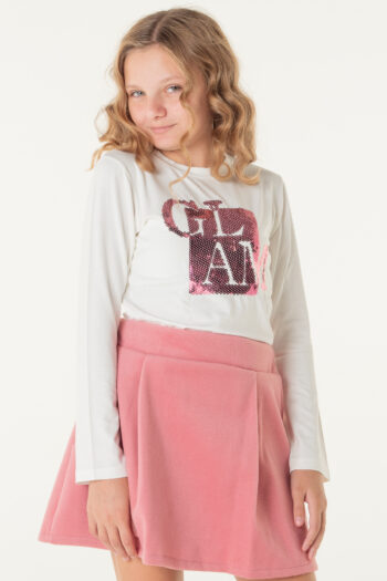 Φούστα με πιέτες φερμουάρ πίσω και λάστιχο 3 cm στην μέση ροζ χρώμα - Image 4