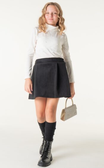 Πλεκτο μπλουζάκι ζιβάγκο με πέρλες εκρού χρώμα - Image 4