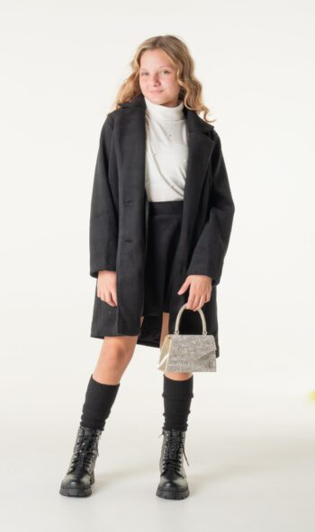 Παλτό με ζώνη μαύρο χρώμα - Image 1