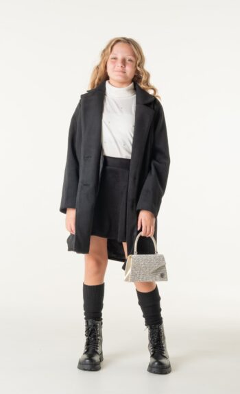 Παλτό με ζώνη μαύρο χρώμα - Image 4