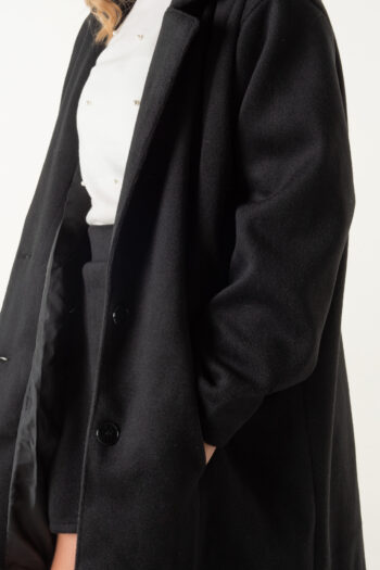 Παλτό με ζώνη μαύρο χρώμα - Image 2