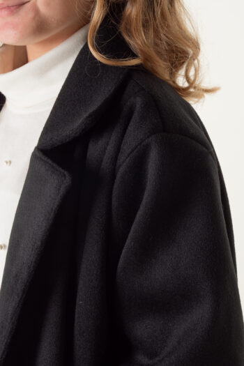 Παλτό με ζώνη μαύρο χρώμα - Image 3