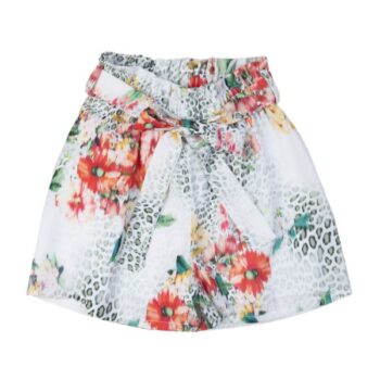 Σορτς εμπριμέ λεοπάρ σε χρώμα μέντας με κοραλί λουλούδια - Image 3