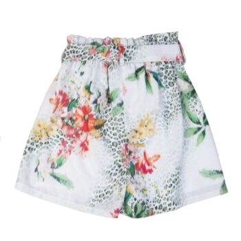 Σορτς εμπριμέ λεοπάρ σε χρώμα μέντας με κοραλί λουλούδια - Image 4