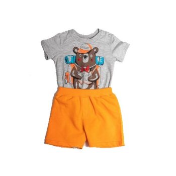 Σετ 2 Τεμ. Φορμάκι με Σορτς Κοντομάνικο για Αγόρι Γκρι - Image 1