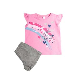 ΠΥΖΑΜΑ ΡΟΖ/ΜΕΛΑΝΖΕ ΜΕ ΤΥΠΩΜΑ-DREAMS - Image 1