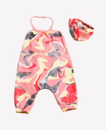 Ολόσωμη φόρμα με μπαντανα.- Ροζ - Image 1