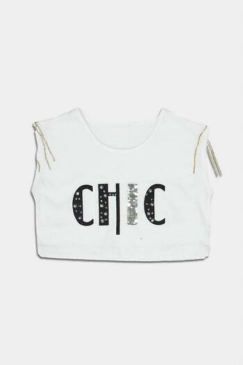 New College Μπλούζα crop “CHIC” με αλυσίδες - Image 1