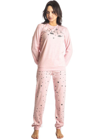 Βαμβακερή Πιτζάμα με Σχέδιο Sweet Dreams Ελληνικής Κατασκευής ΡΟΖ - Image 1