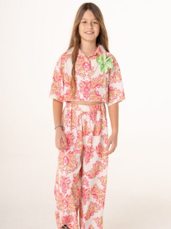 Σετ σε 3 χρεώματα κροπ-πουκάμισο με παντελόνι - Image 2