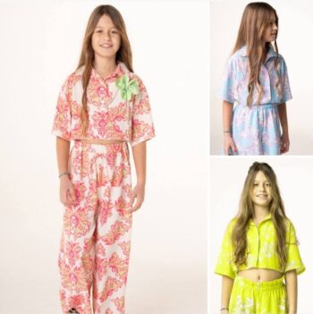 Σετ σε 3 χρεώματα κροπ-πουκάμισο με παντελόνι - Image 1