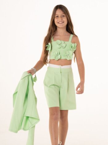 Σακάκι Crop χρώμα μέντα - Image 1