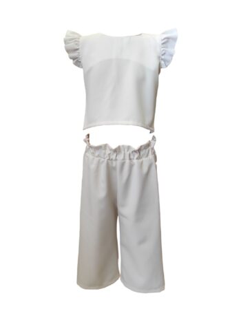 Σετ παντελόνι με τοπ εκρού - Image 1