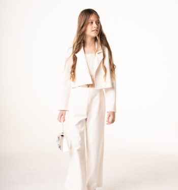 Κοστούμι εκρού Σακάκι Crop με παντελόνι - Image 1