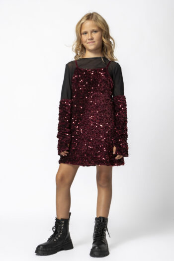 Φόρεμα με γάντια βελούδο με παγετες - Image 4