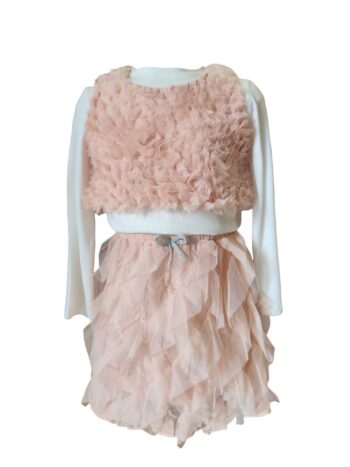 Σετ 3τεμ. ροζ φούστα τοπ και μπλουζάκι - Image 3