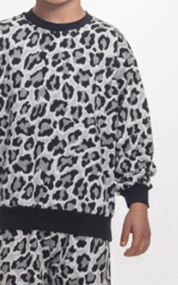 Πλεκτο Σετ με παντελόνι "Animal print" γκρι - Image 2