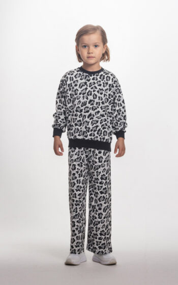 Πλεκτο Σετ με παντελόνι "Animal print" γκρι - Image 1