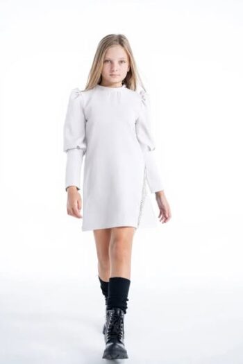 Φόρεμα με κρόσσια στρας λευκο χρώμα - Image 2