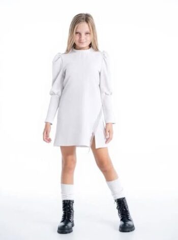 Φόρεμα με κρόσσια στρας λευκο χρώμα - Image 1