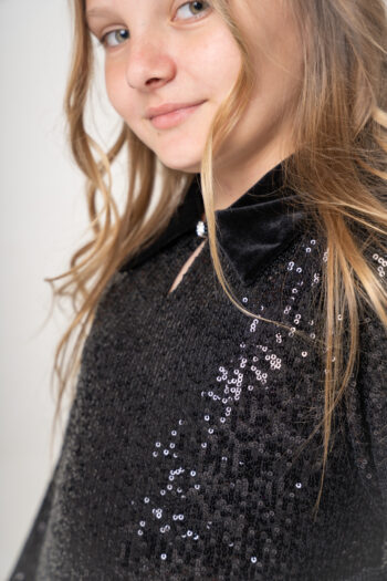 Φόρεμα με παγέτα και βελούδινο γιακά - Image 4