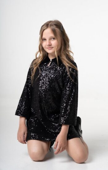 Φόρεμα με παγέτα και βελούδινο γιακά - Image 1