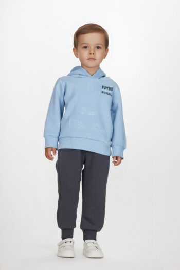 Φόρμα φούτερ με κουκούλα Σιέλ-μπλε - Image 1