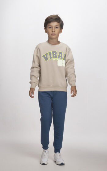 Φόρμα φούτερ VIRAL μπεζ-πετρά - Image 1