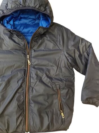 Μπουφάν διπλής όψεις με κουκούλα μπλε-ρουα - Image 3