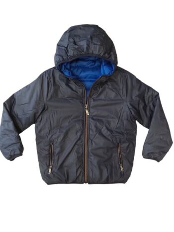 Μπουφάν διπλής όψεις με κουκούλα μπλε-ρουα - Image 2