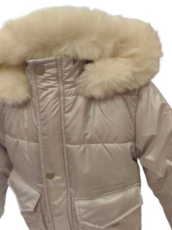 Μπουφάν με eπένδυση kουκούλα λιλά-ασημί - Image 3