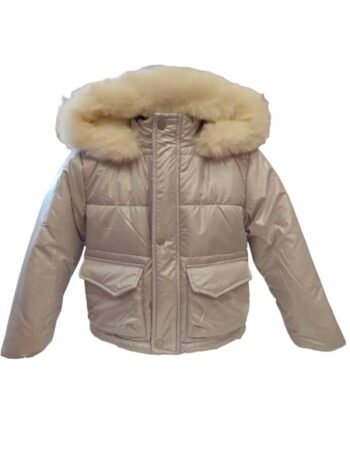 Μπουφάν με eπένδυση kουκούλα λιλά-ασημί - Image 1