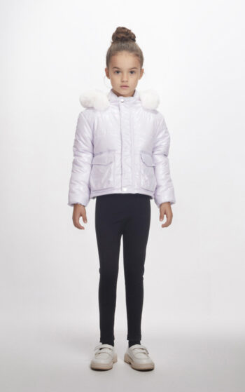 Μπουφάν με eπένδυση kουκούλα λιλά-ασημί - Image 2