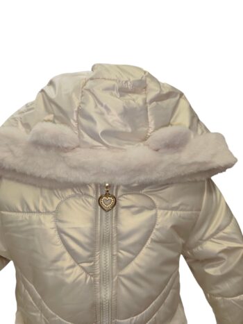 Μπουφάν μπεζ μεταλιζέ με γούνινη επένδυση - Image 3