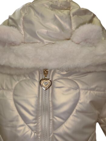 Μπουφάν μπεζ μεταλιζέ με γούνινη επένδυση - Image 4