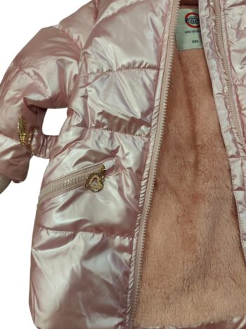 Μπουφάν ροζ μεταλιζέ με γούνινη επένδυση - Image 5