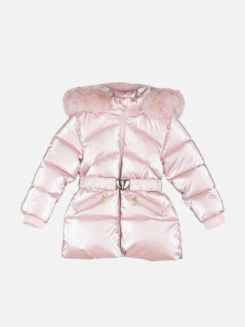 Μπουφάν ροζ μεταλιζέ με γούνινη επένδυση - Image 2