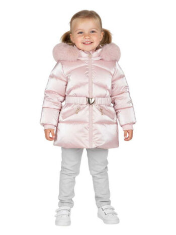 Μπουφάν ροζ μεταλιζέ με γούνινη επένδυση - Image 1