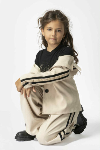 Παντελόνι μπεζ με μαυρη ρίγα - Image 2