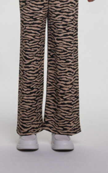 Πλεκτο Σετ με παντελόνι "Animal print" καφέ - Image 3