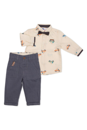 Σετ με πουκάμισο και παντελόνι - Μπεζ-μπλε - Image 1