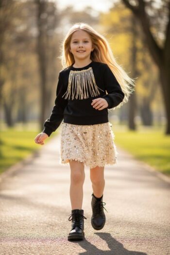 Σετ πλεκτοί μπλούζα με φούστα - Image 2